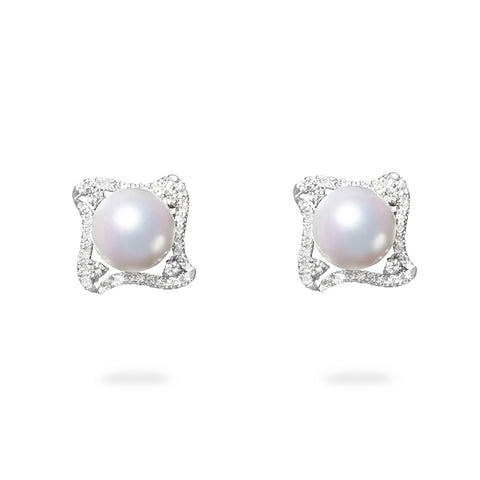 あこや真珠 ダイヤモンド ピアス K18WG – RTJ Jewelry